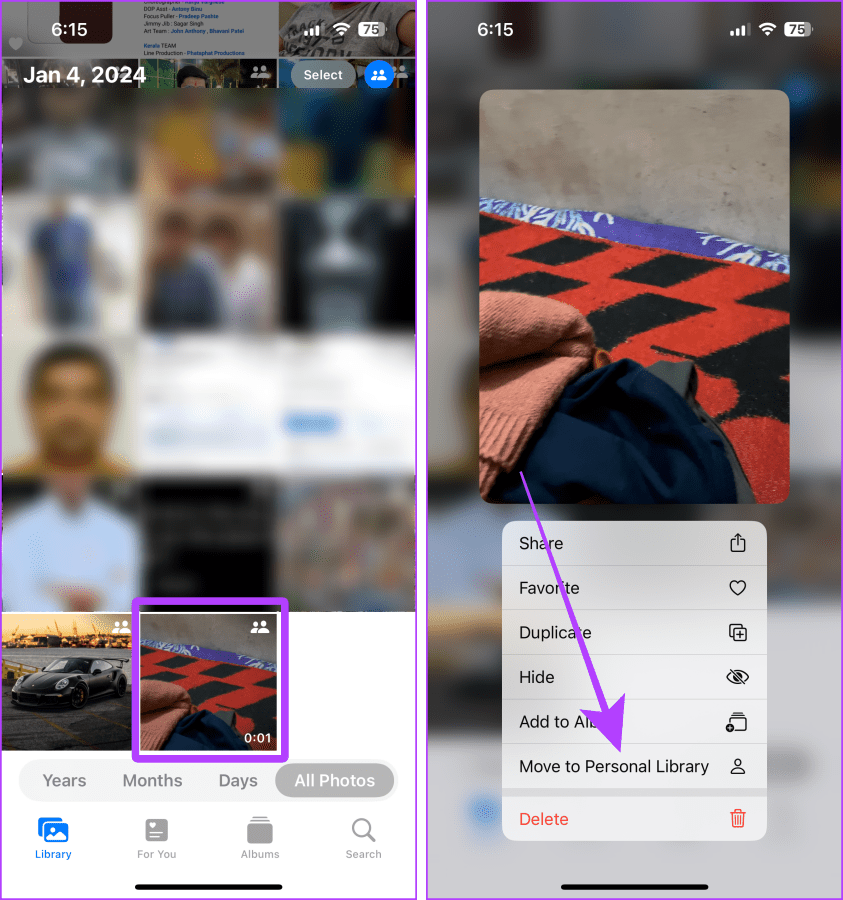 Move the Video to Personal Library on iPhone
